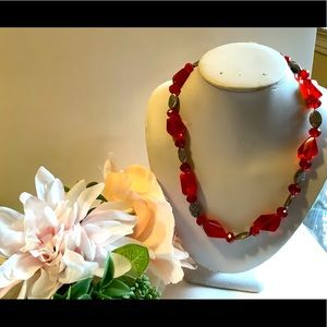 Handmade One of a kind Vibrant red beautiful one of a kind necklace
